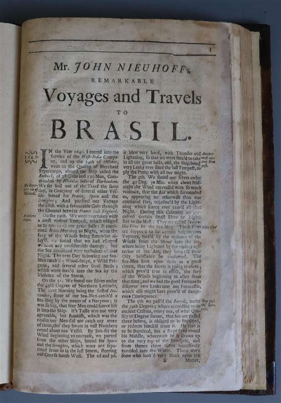 Nieuhof, Johannes - Voyages and Travels into Brazil, and the East Indies, part one only, folio, contemporary calf